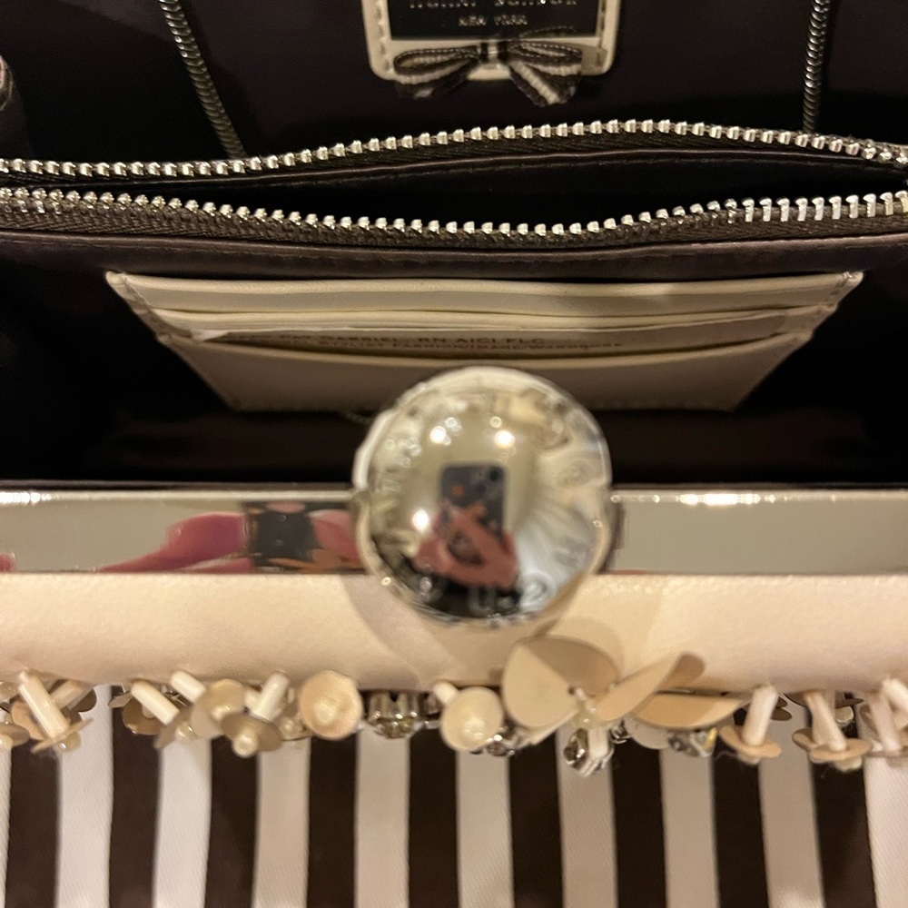 Henri Bendel clay colored embellished metallic clutch purse - Picture 6 of 11